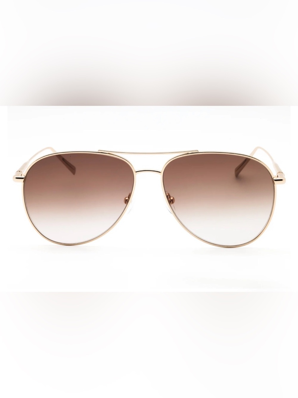 Longchamp Gold Aviator Sunglasses with Brown Gradient Lenses